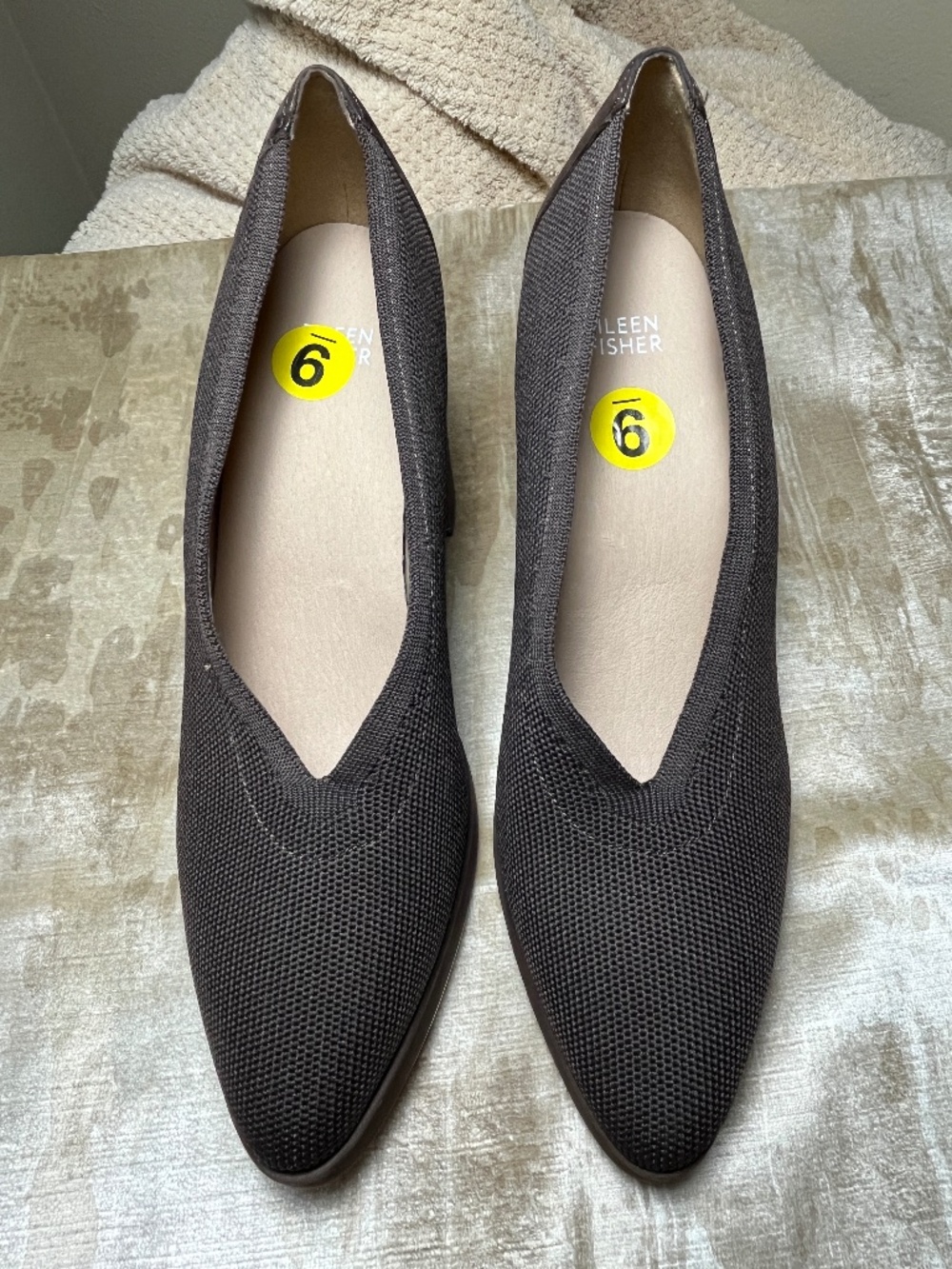 Eileen Fisher Women's Pointed Toe Knit Heels in Dark Brown